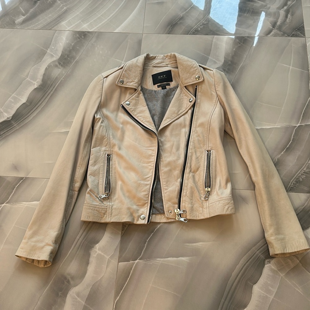 SET cream leather jacket. Size 2